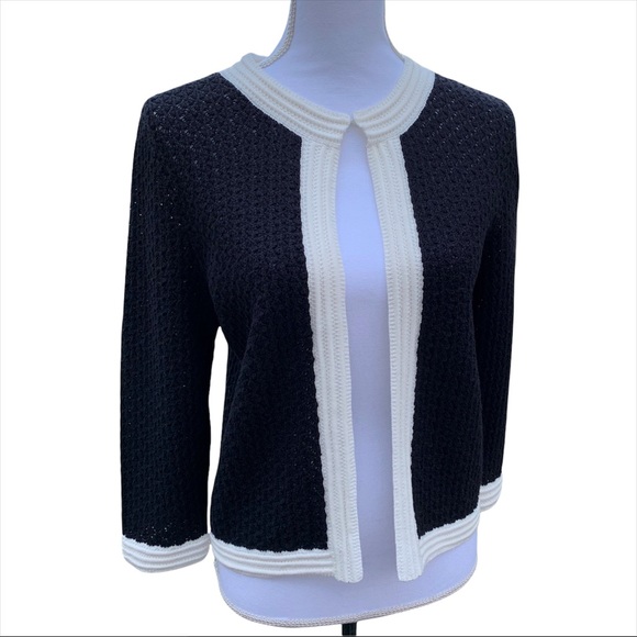 KATE HILL Cardigan Black/Cream Size Small - Picture 13 of 13